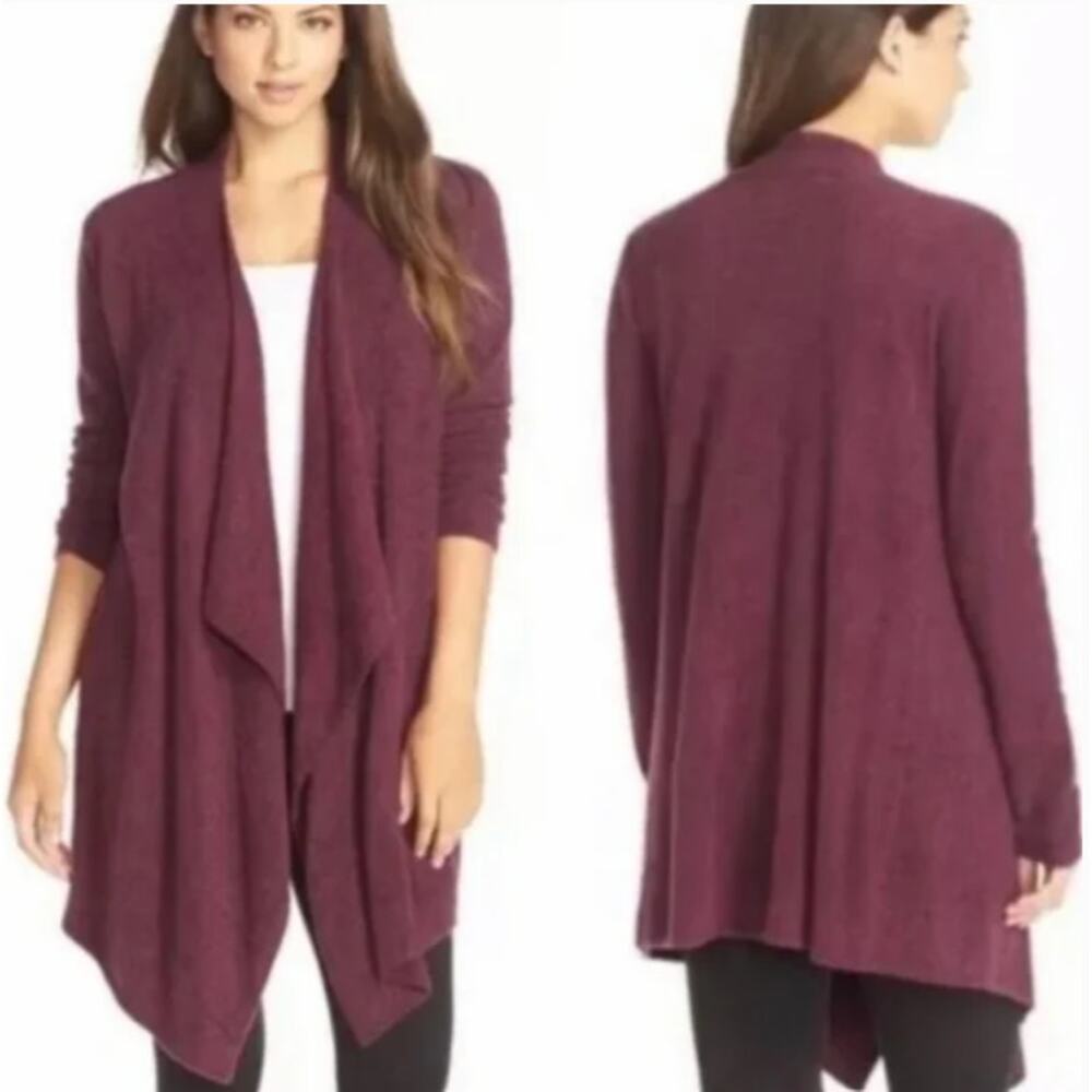 Barefoot Dreams CozyChic Lite Island Wrap Cardigan in Burgundy Size XXS/XS